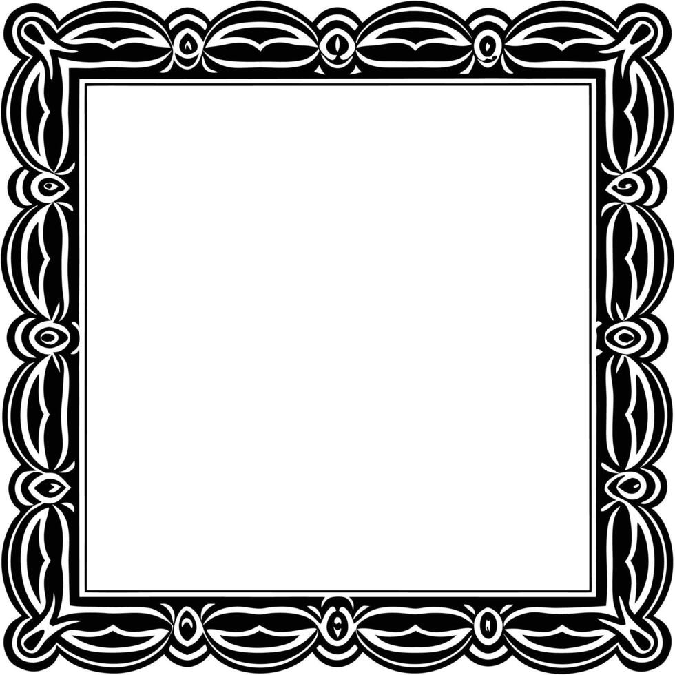 a black and white square frame with on a white background vector