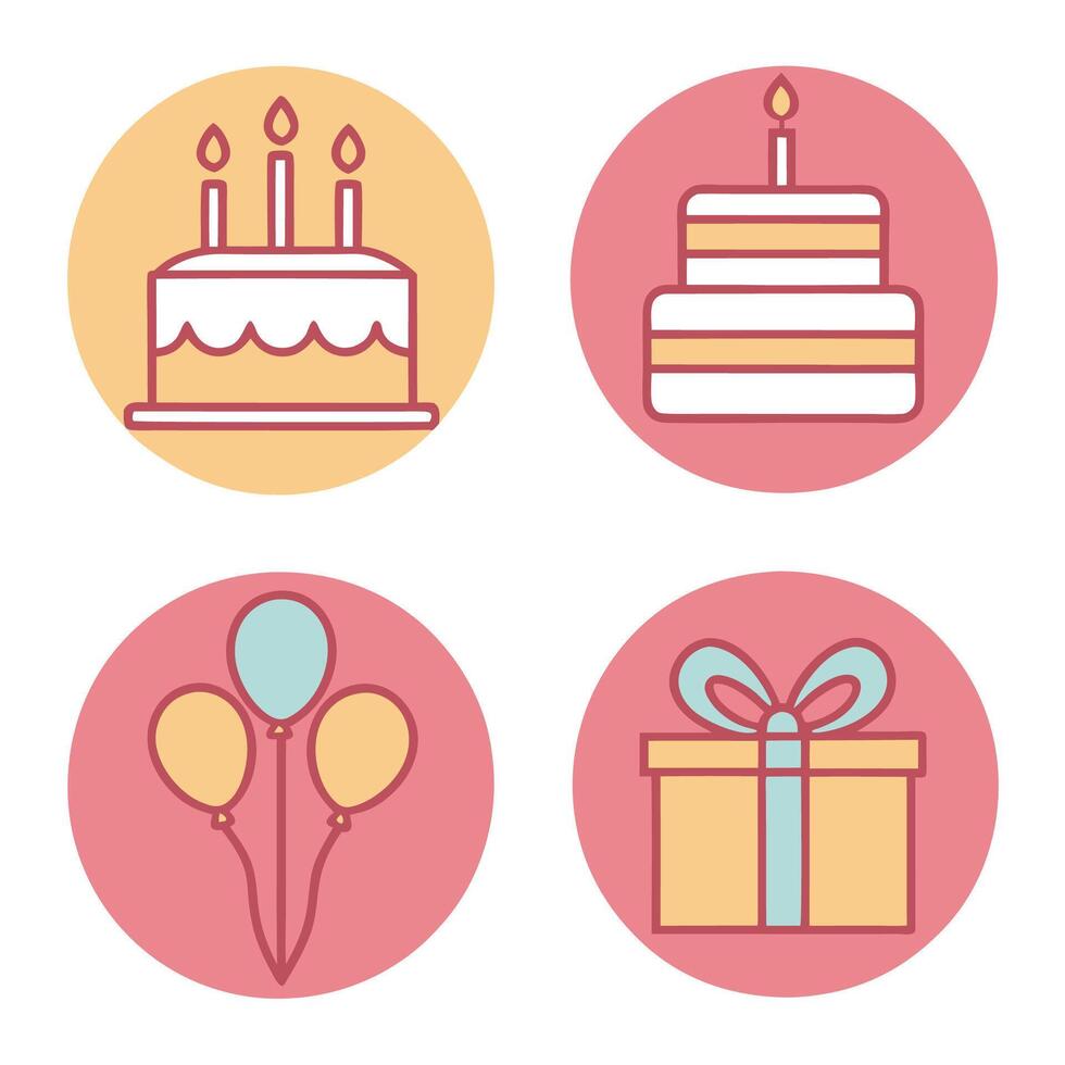 four different icons for a birthday celebration vector