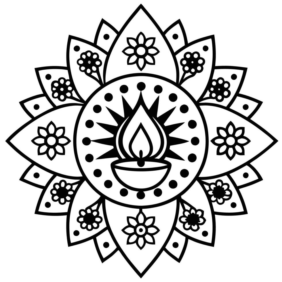 a black and white drawing of a flower and candle vector