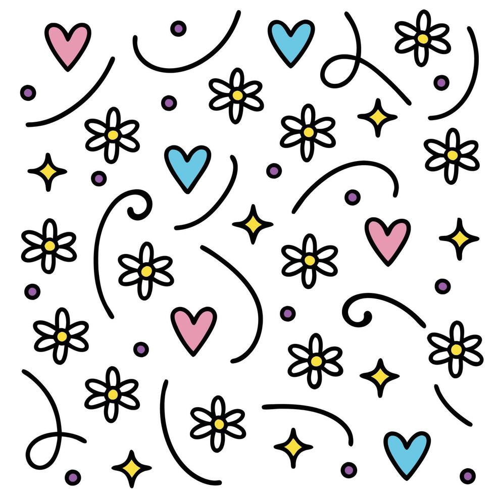 a pattern with hearts and flowers on it vector