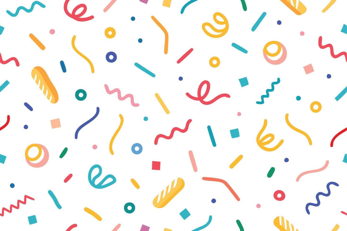 a colorful pattern background with confetti and shapes vector