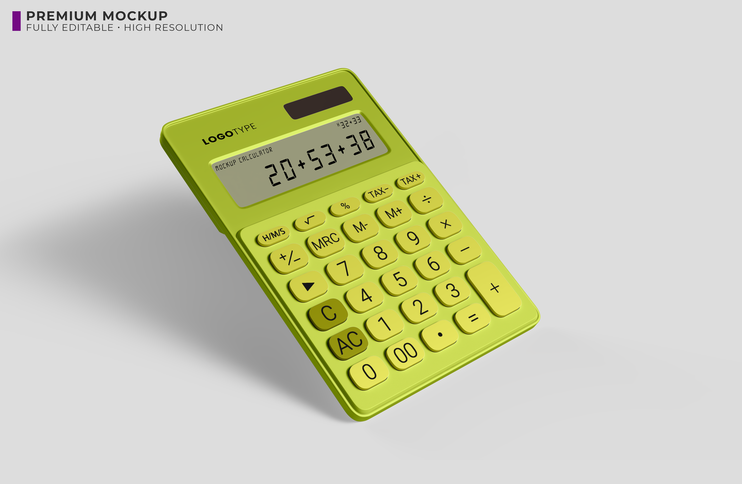 mockup of calculator leaning against backdrop psd