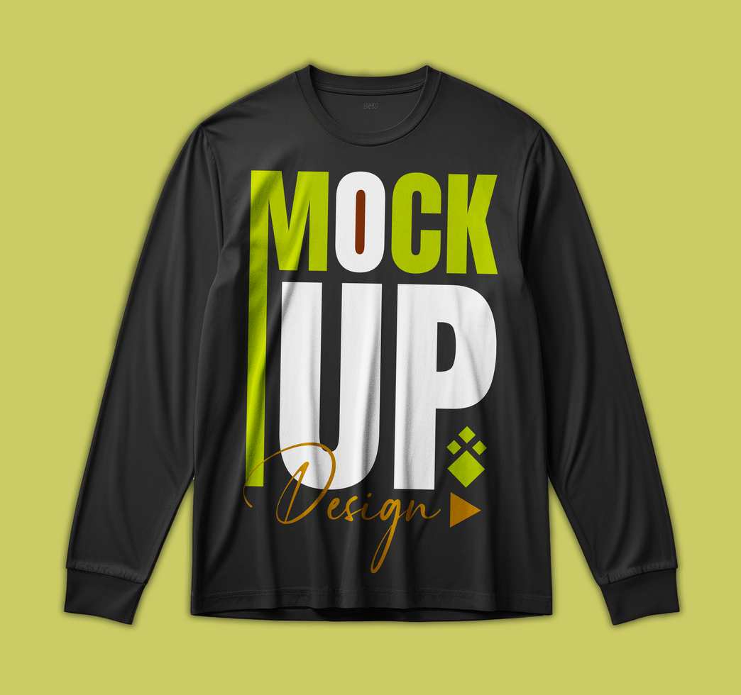 Simple black long sleeve tshirt mockup design for advertising apparel mockup presentations psd