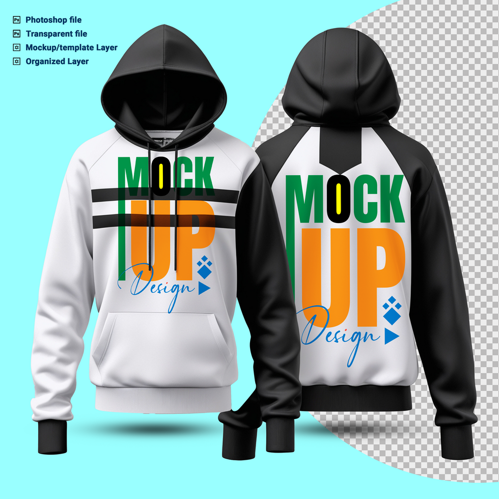 Stylish casual hoodie mockup template showcasing blank casual jumper in cotton fabric design psd