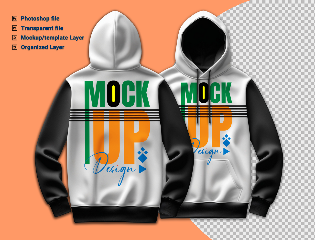 Jacket hoodie mockup template for clothing design presentation and fashion concept display psd