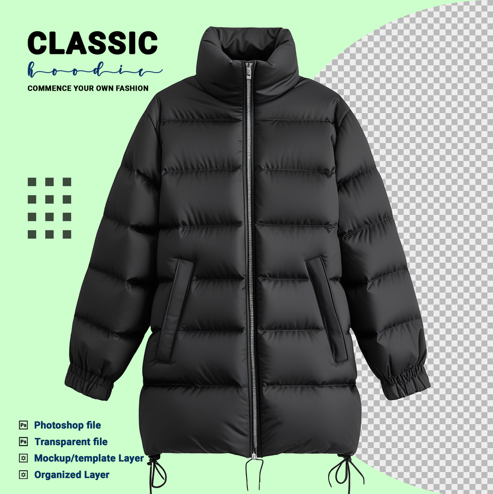 Menswear jacket and jumper mockup template with hoodie, sweater, and sportswear design psd