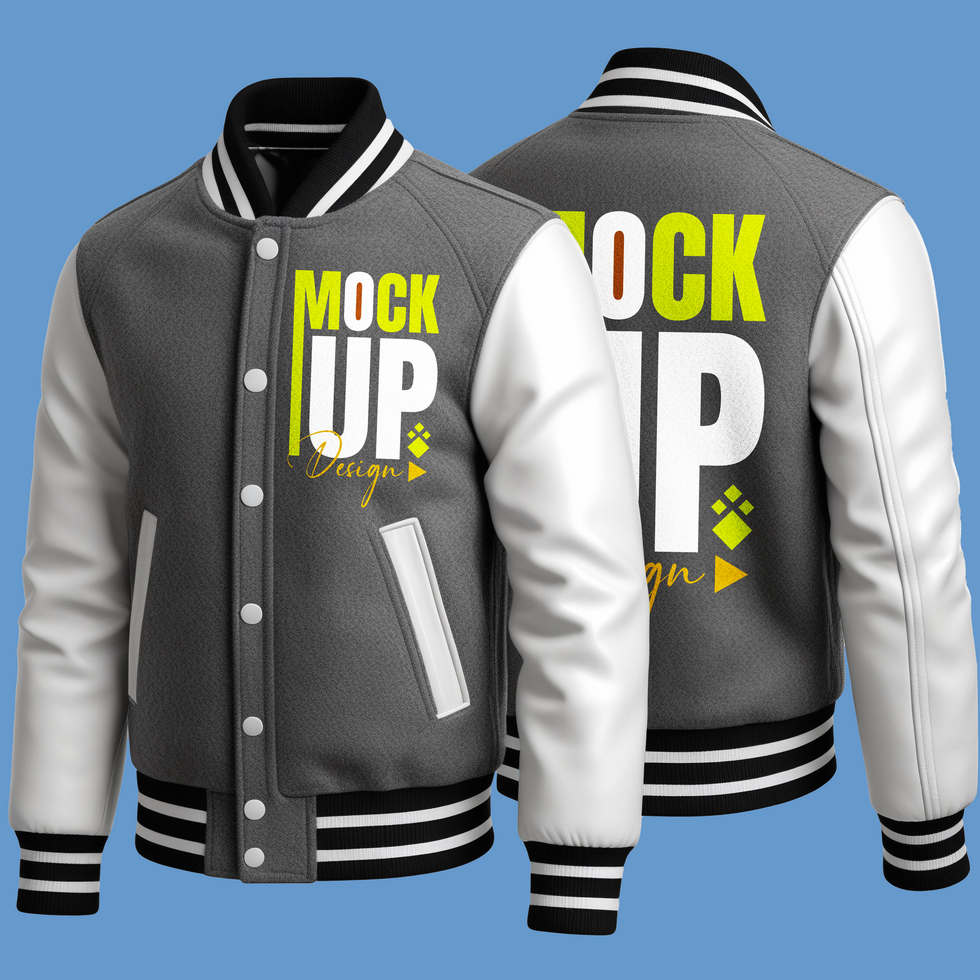 Jacket and jumper mockup template featuring casual wear and outerwear menswear design psd