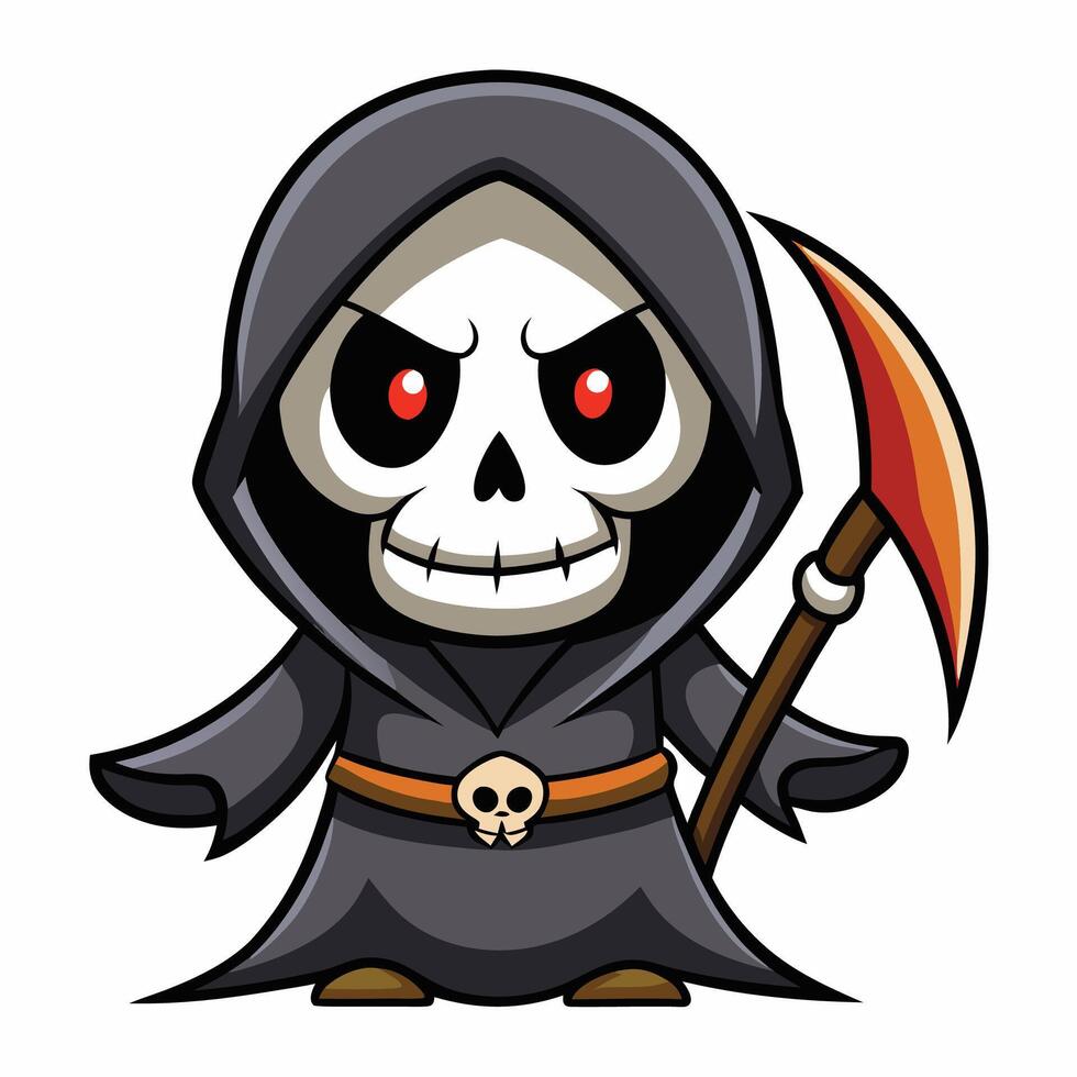cartoon grim reaper with scythe vector