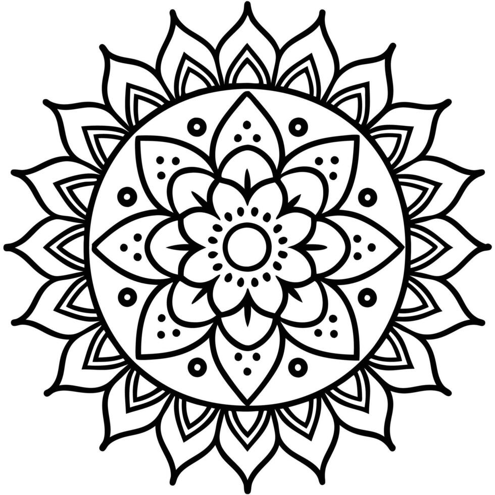 black and white mandala coloring page vector