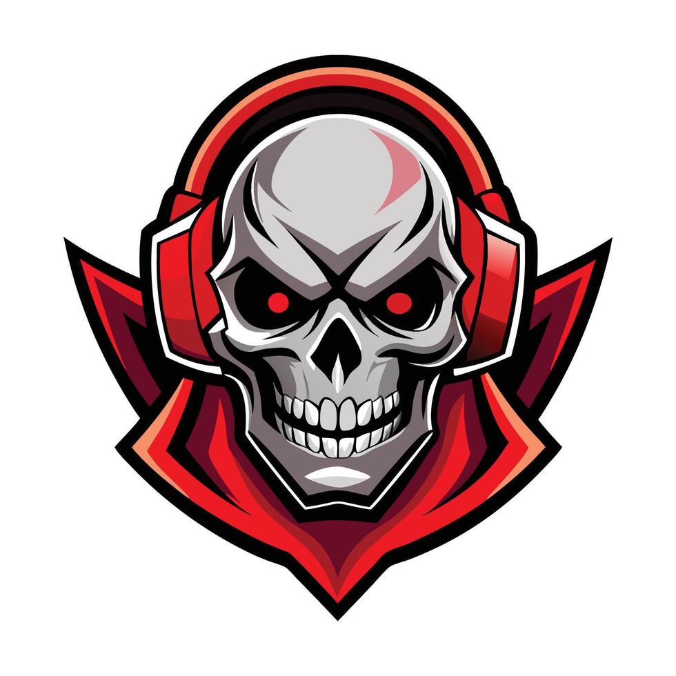 skull with headphones background vector