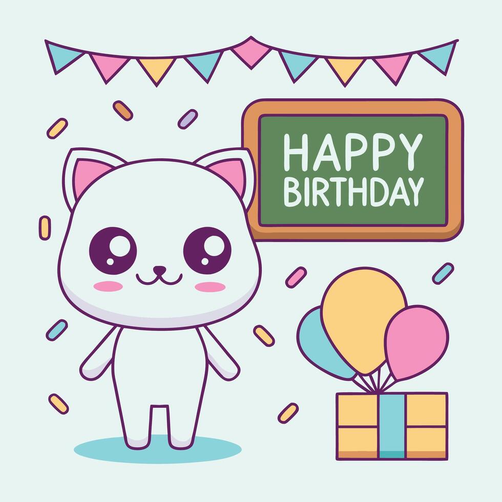 cute cat and balloons vector