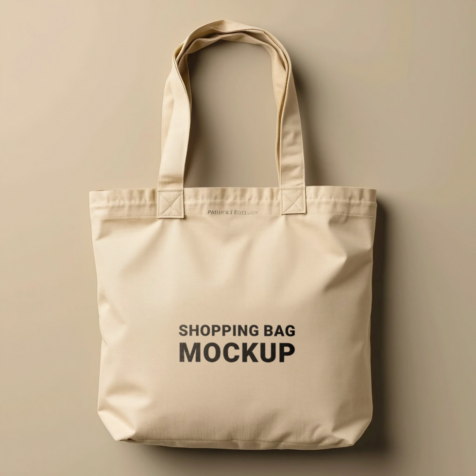 A minimalistic tote bag hangs, providing a versatile mockup opportunity psd