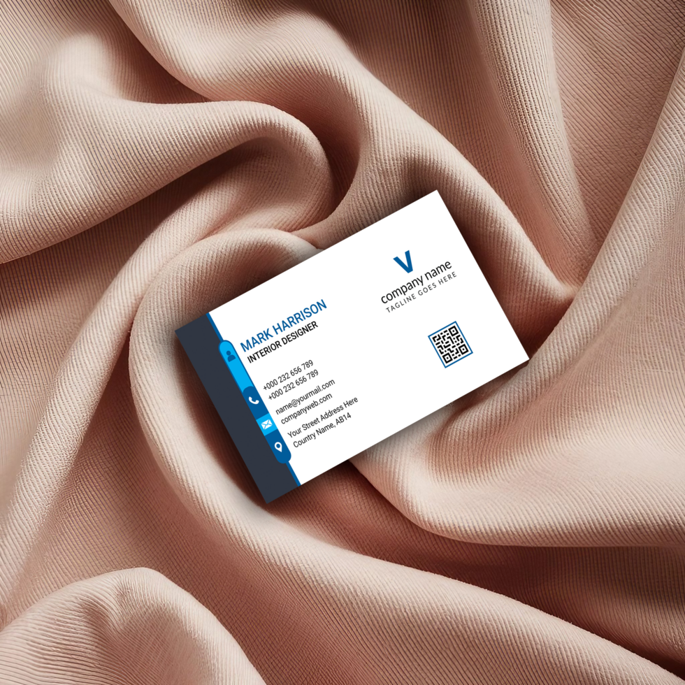 A Business Card Mockup on a Fabric Background psd