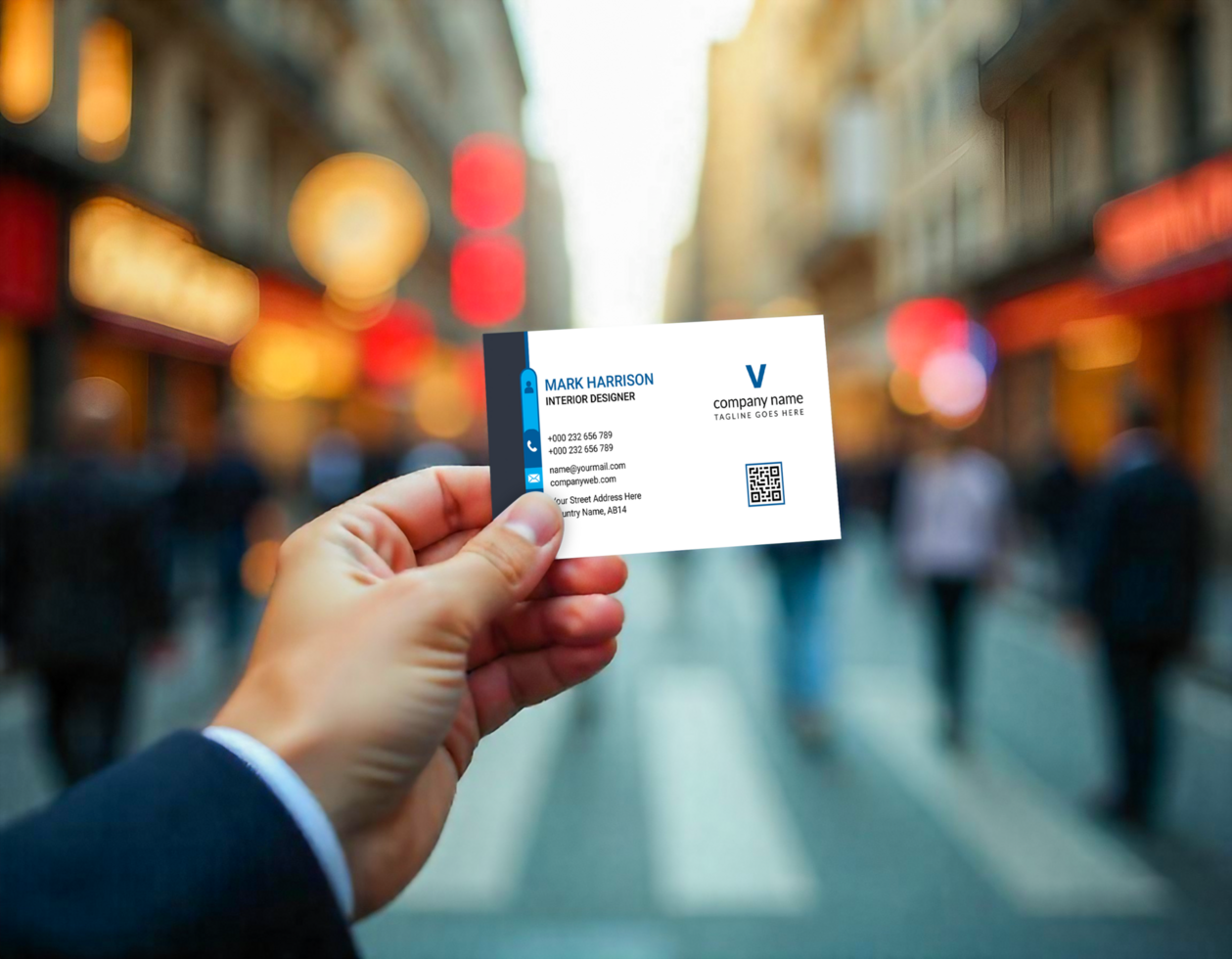 A man Hand Showcasing a Business Card Mockup psd