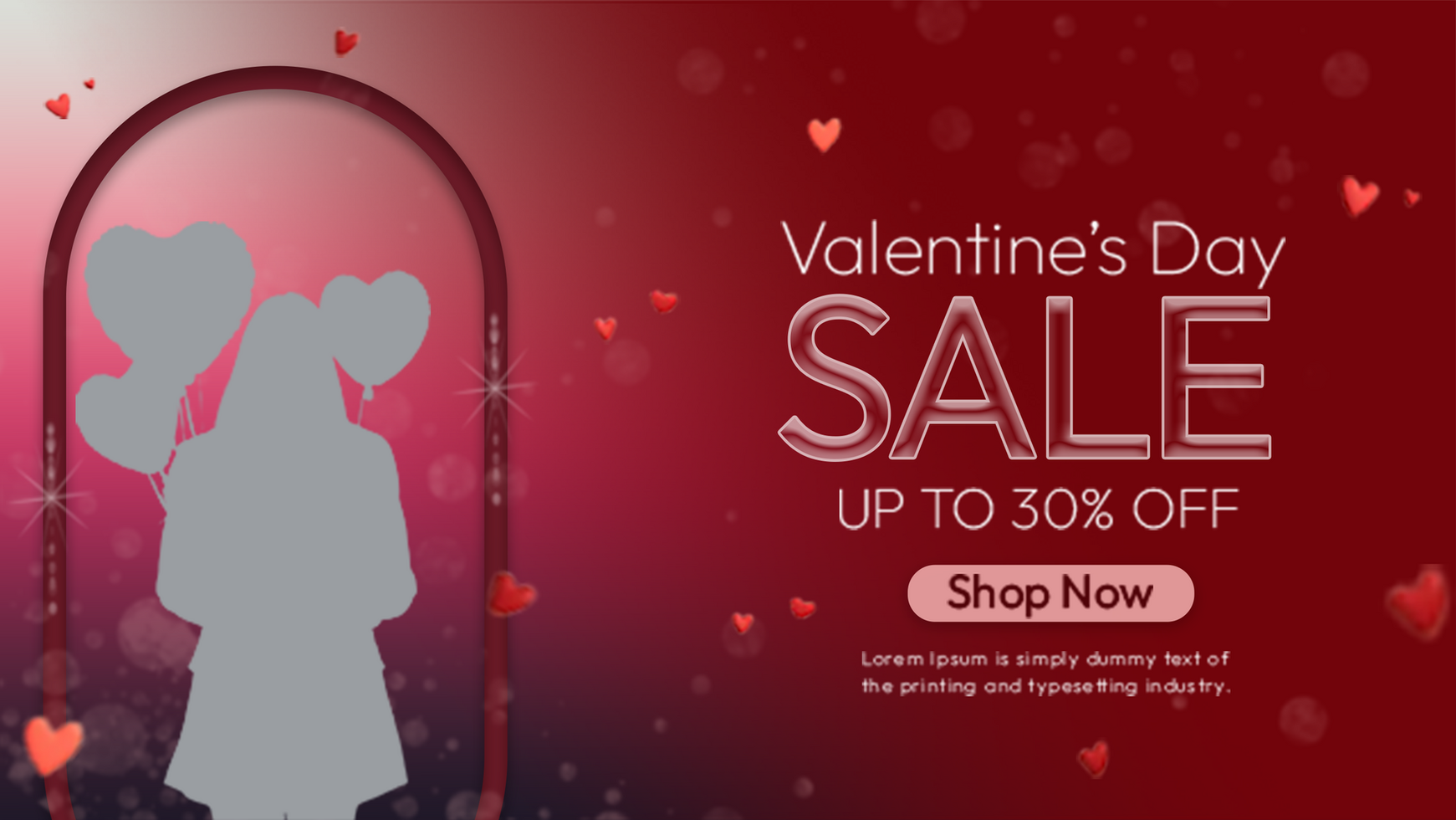 Valentine Day Sale Promotion and Shopping Banner Template for Lovely Surprises psd
