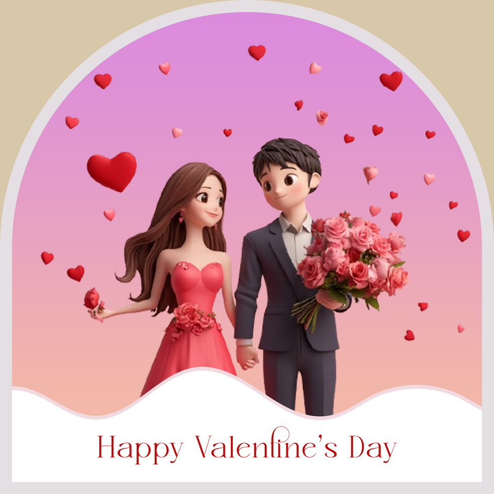 Happy Valentine's Day Couple Holding Roses with Romantic Vibes, Valentine greetings psd