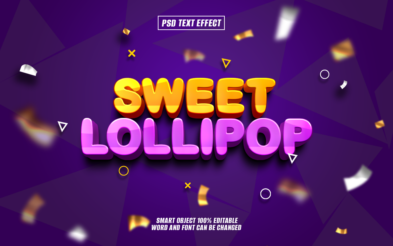 3D text effect Sweet Lollipop on purple background. psd