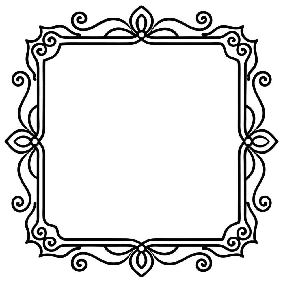 a black white drawing of square frame vector