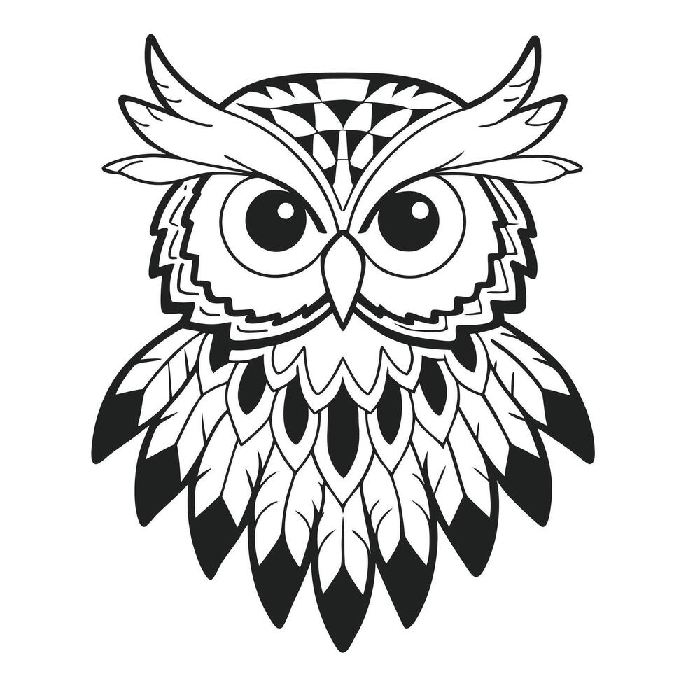 owl head with a tribal design on it vector