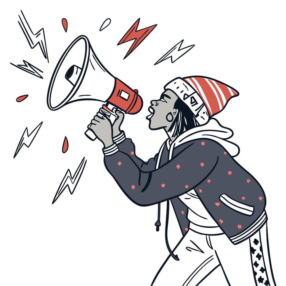 a cartoon man with a megaphone vector