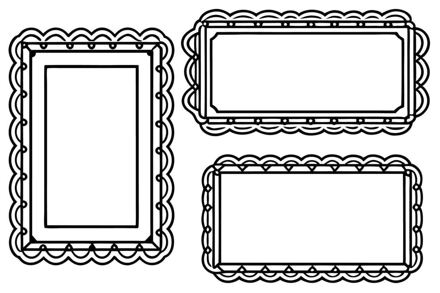set frame templates for coloring pages vector