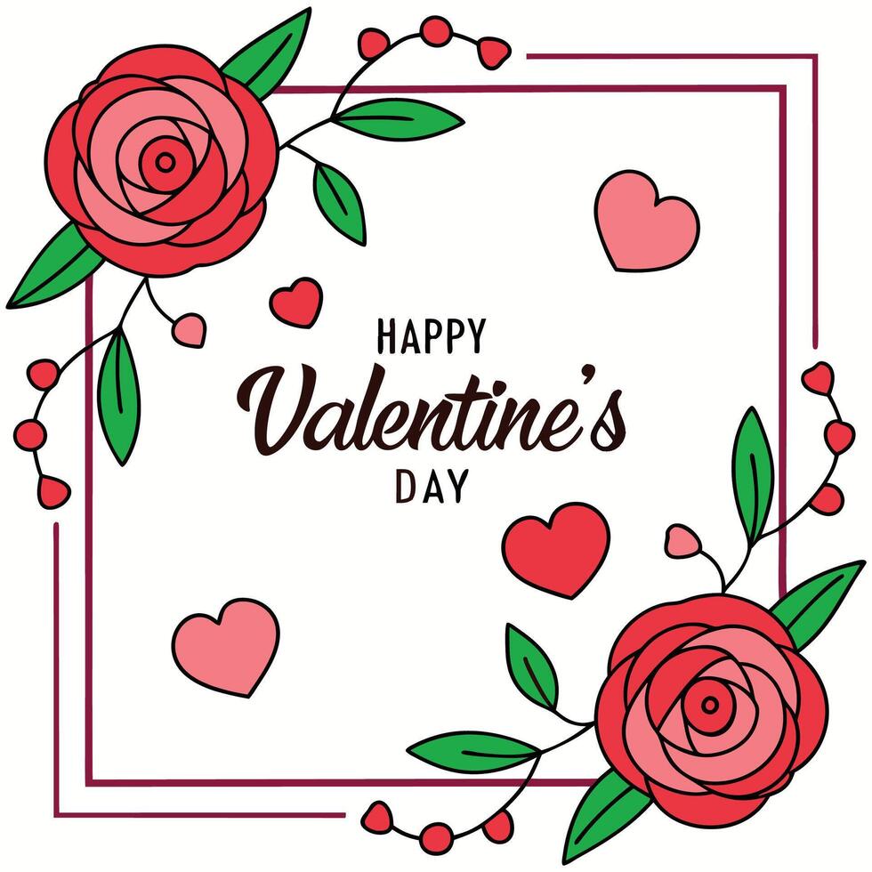 valentine's day with roses and hearts vector