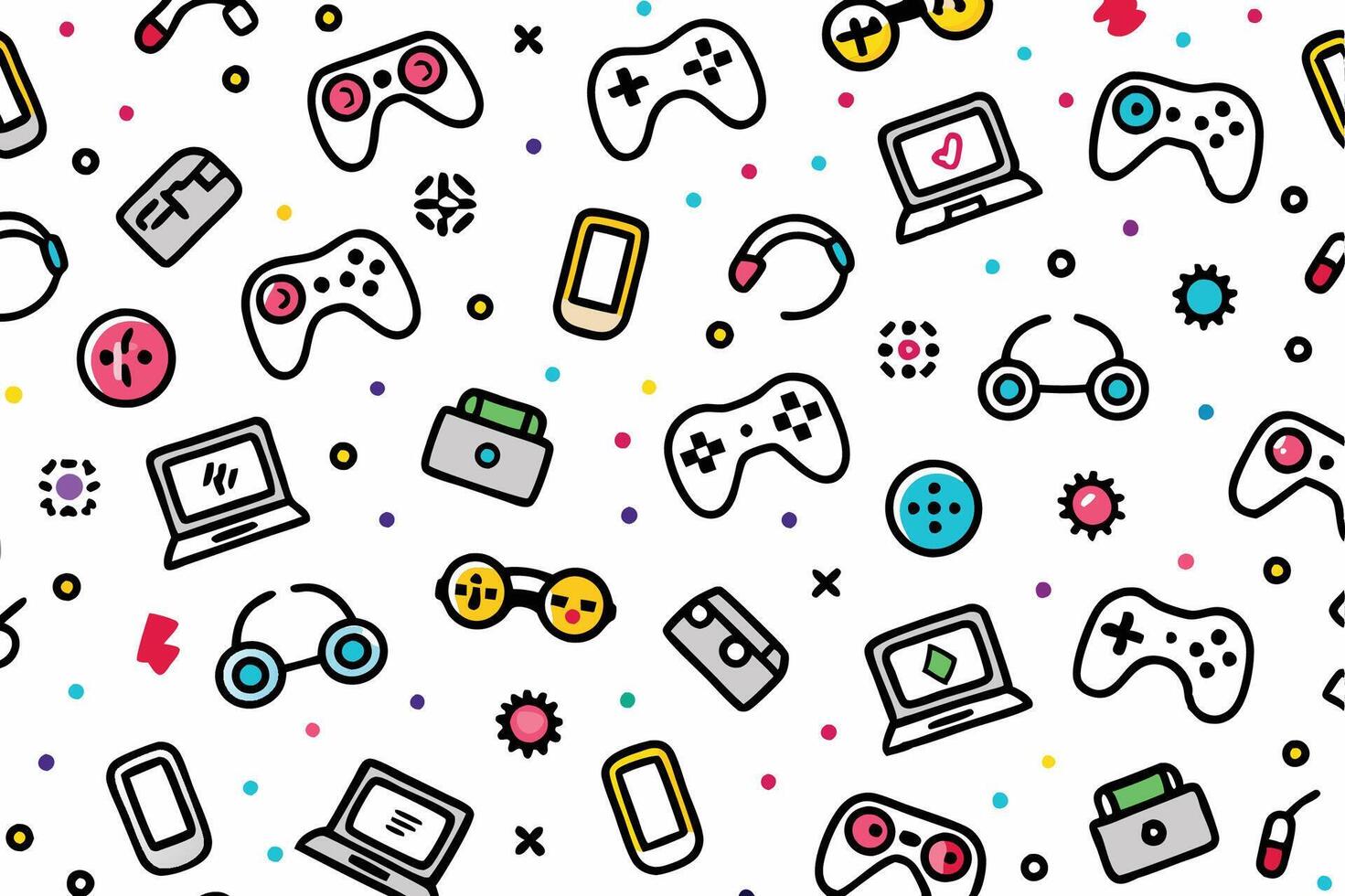 colorful pattern with game controllers vector