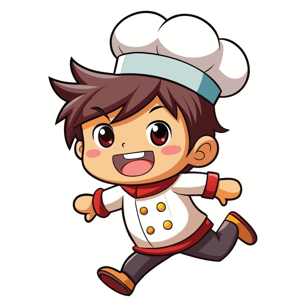 cartoon chef running, illustration vector