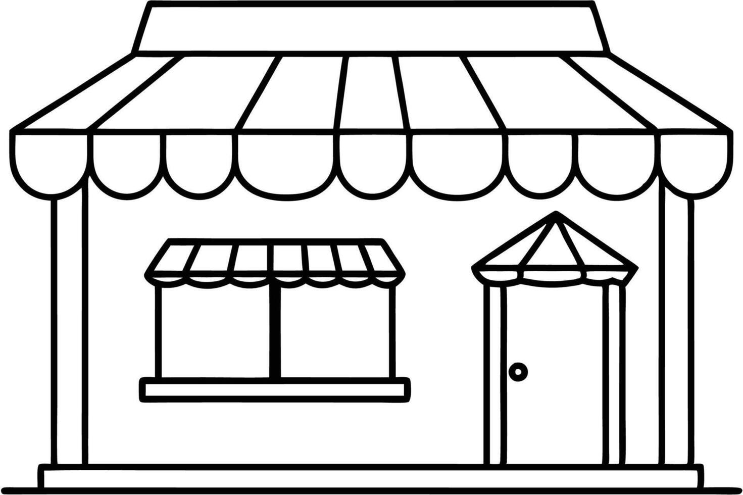 black and white illustration of a store front vector