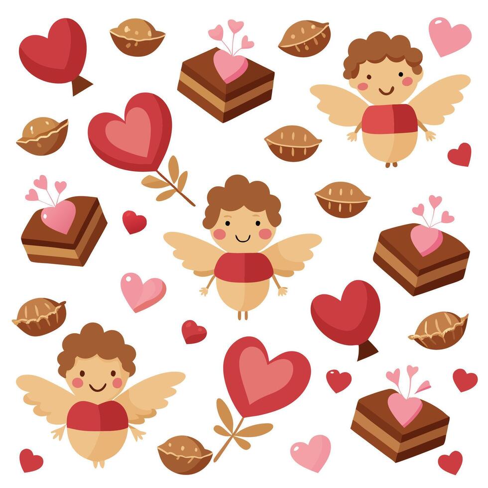 valentine's day background with cupid and hearts vector