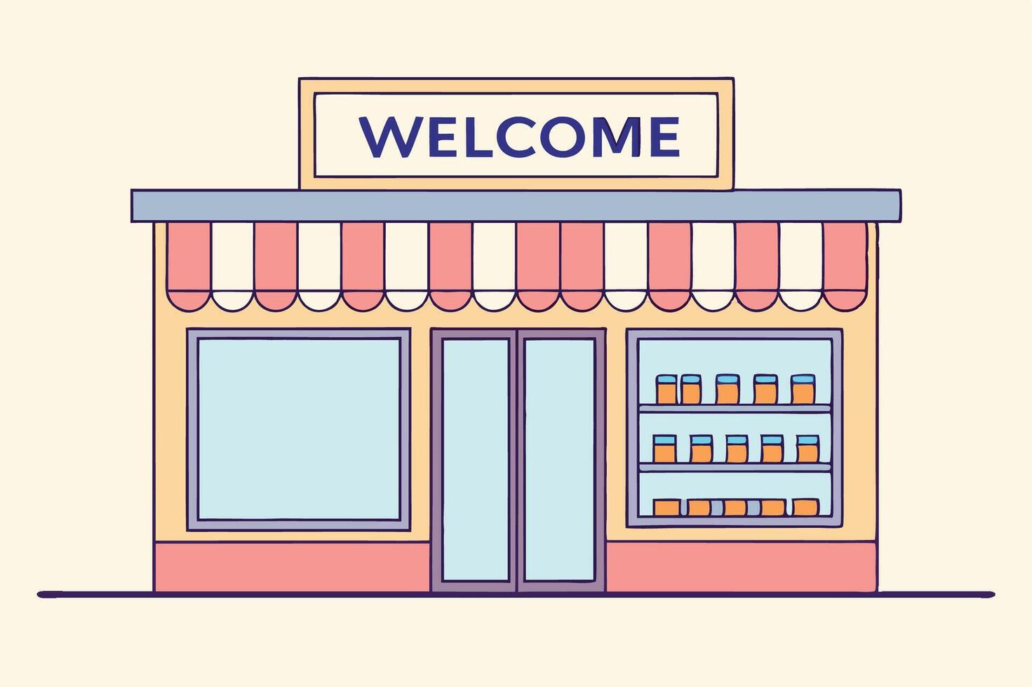 welcome sign on a store front vector