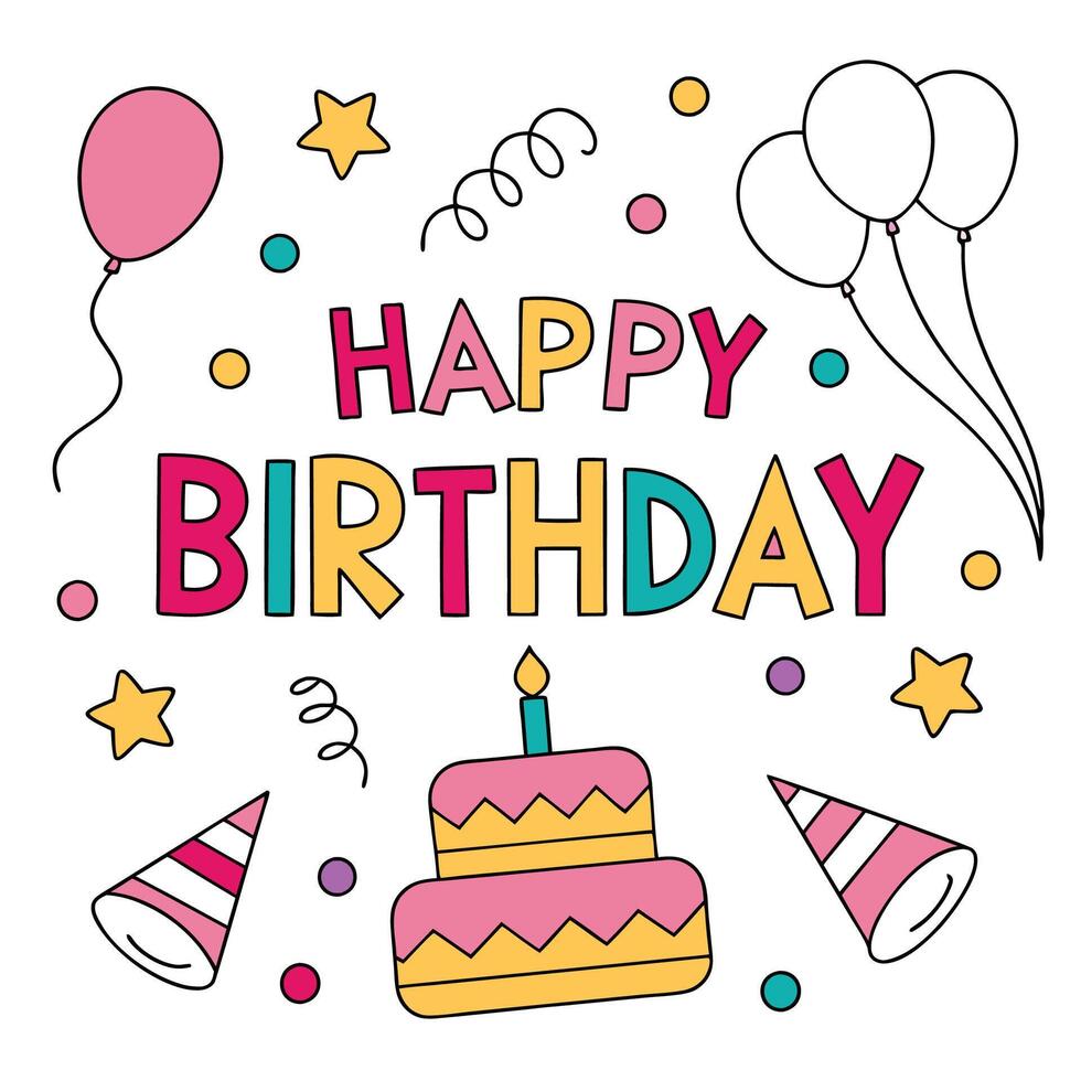 hbackground appy birthday card with balloons and confetti vector