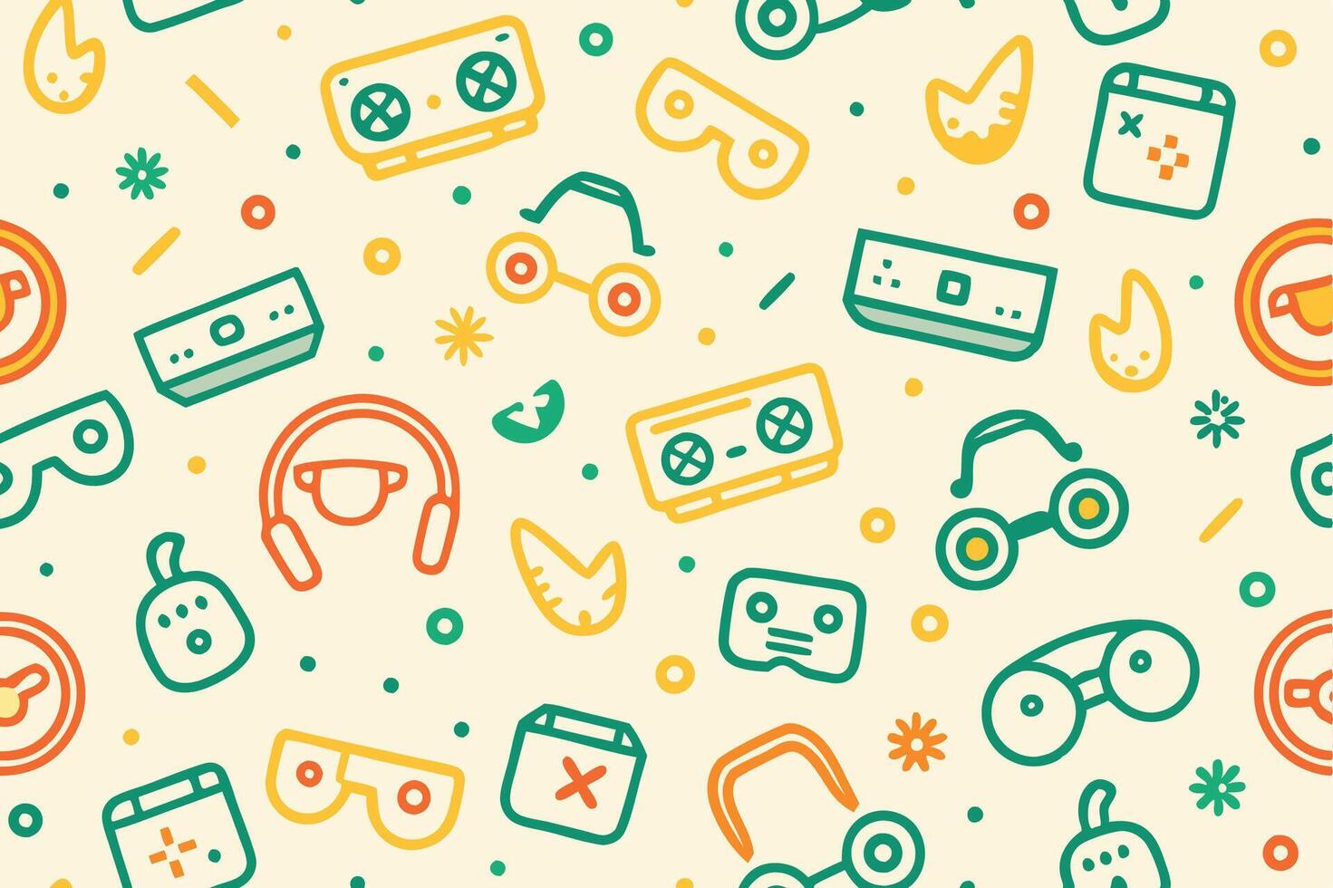 colorful pattern with various items vector
