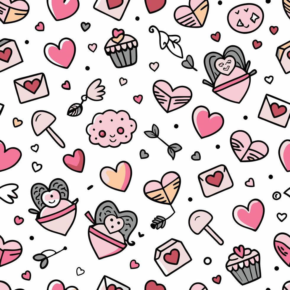 valentine's day seamless pattern with hearts, vector