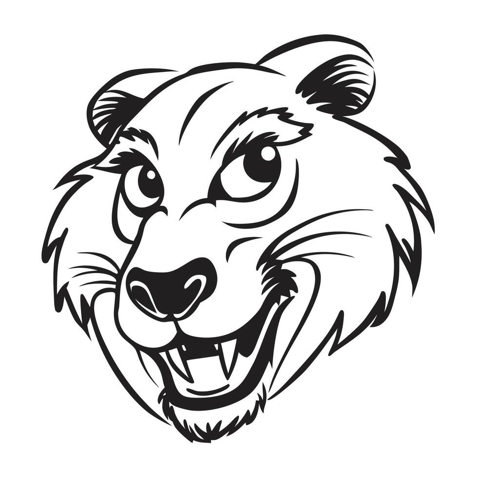 black and white drawing of a bear head vector