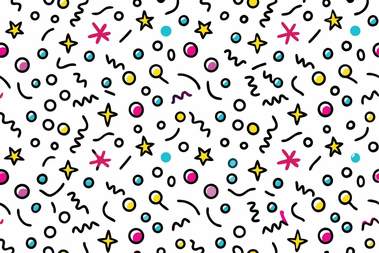 seamless pattern with colorful dots and stars in white background vector