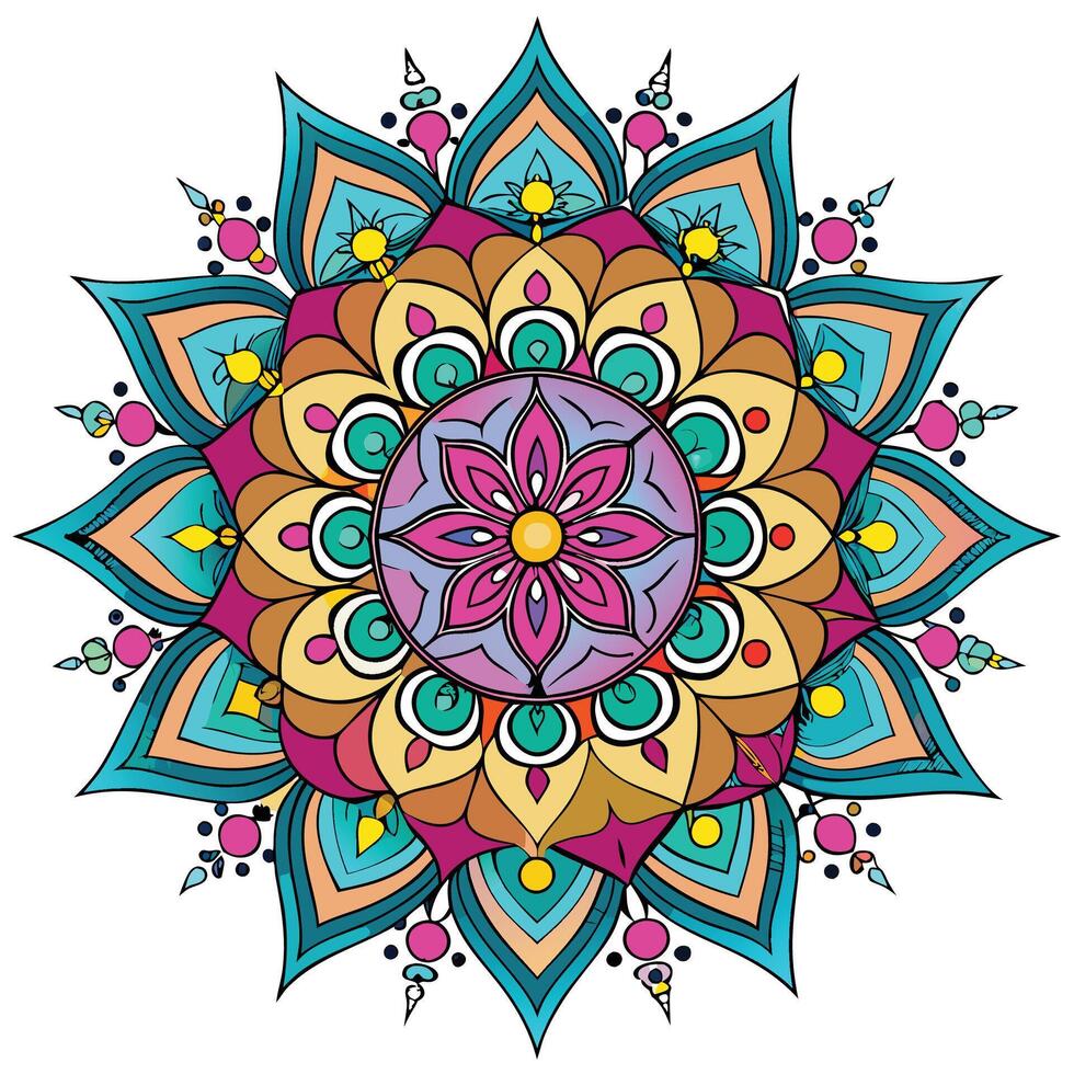 a colorful flower design with a circular center vector