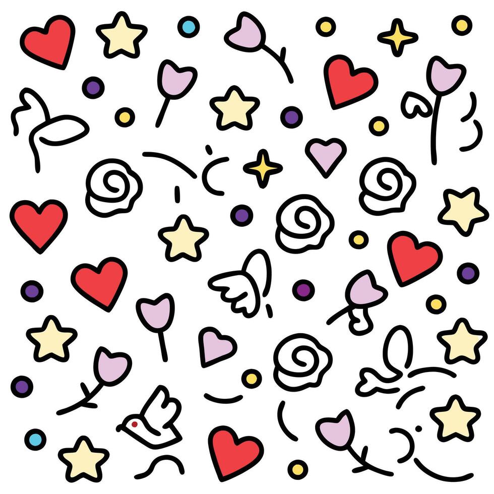 pattern of hearts, stars and hearts with a star vector