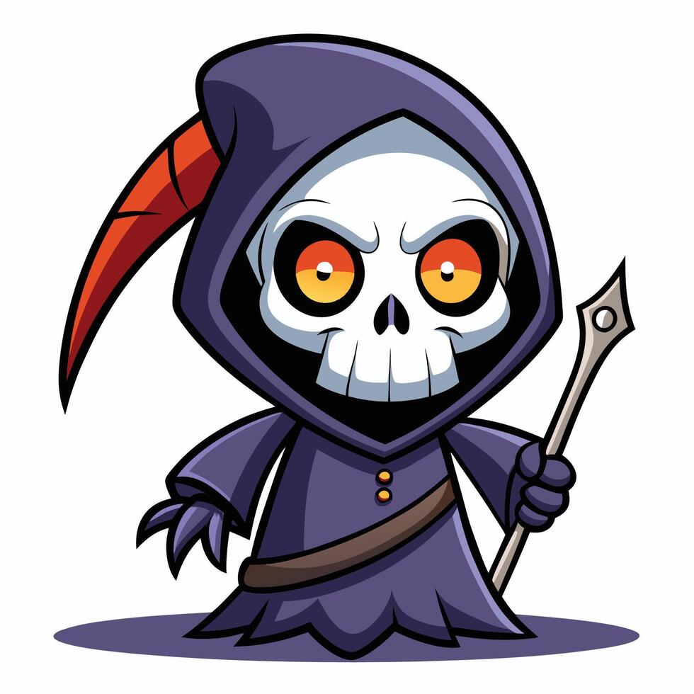 cartoon grim reaper with a scythe vector
