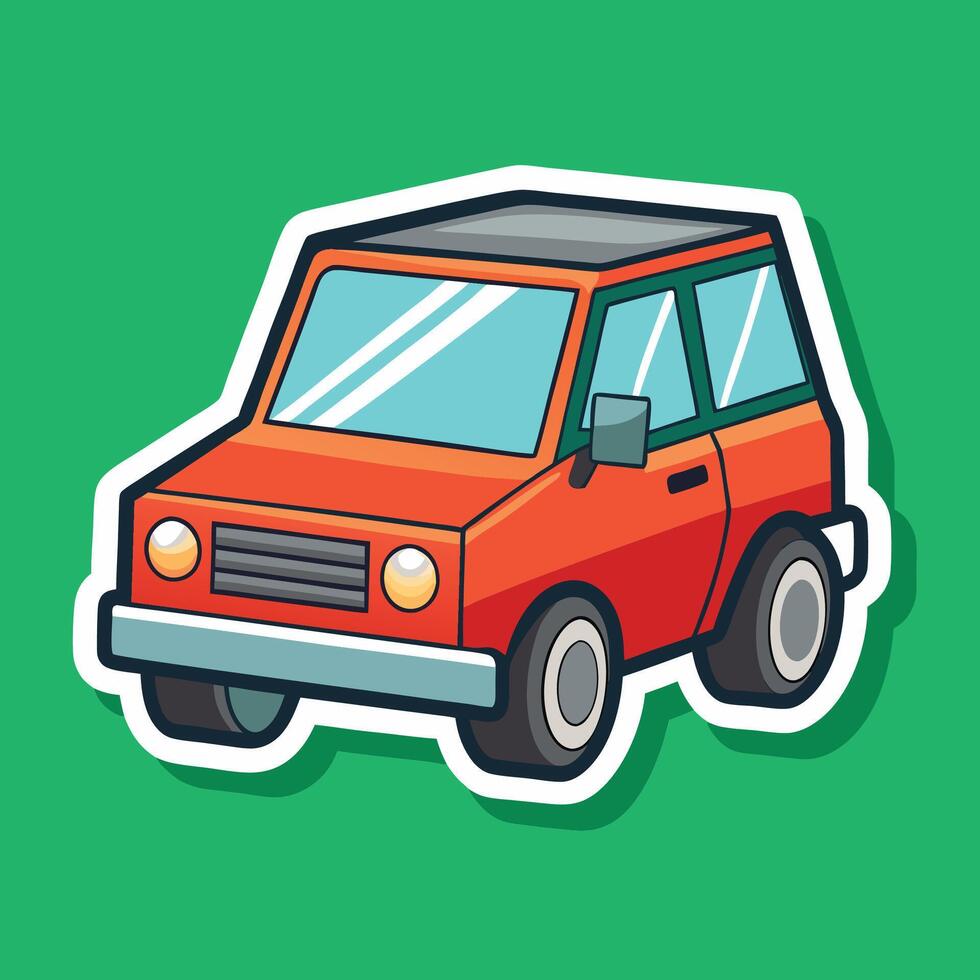 a cartoon car on a green background vector