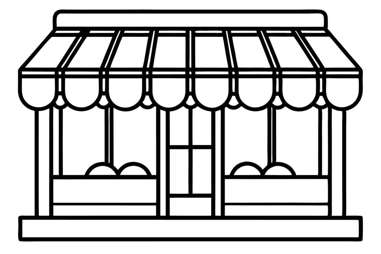 a black and white illustration of a store front vector
