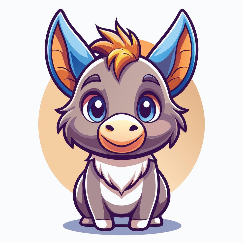 cartoon donkey with blue eyes and big ears vector