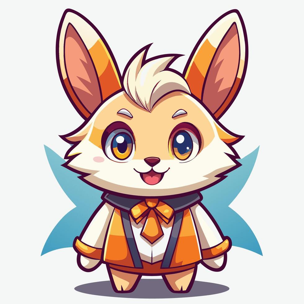 a cartoon rabbit wearing an orange tie and a white shirt vector
