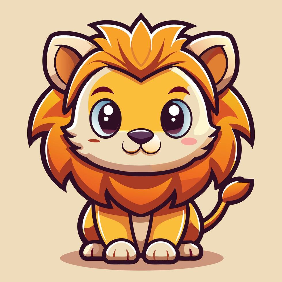 cute character lion illustration vector