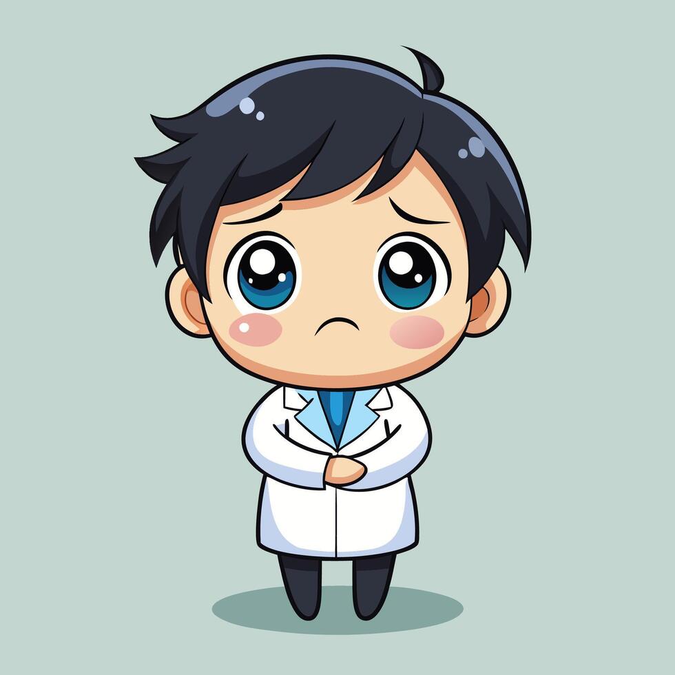a cartoon doctor with sad eyes vector