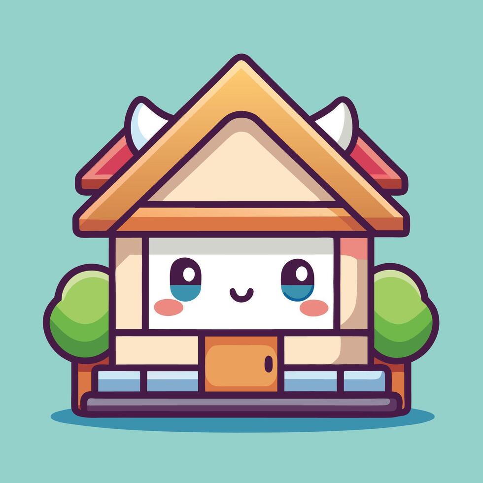 a cartoon house with horns and eyes vector