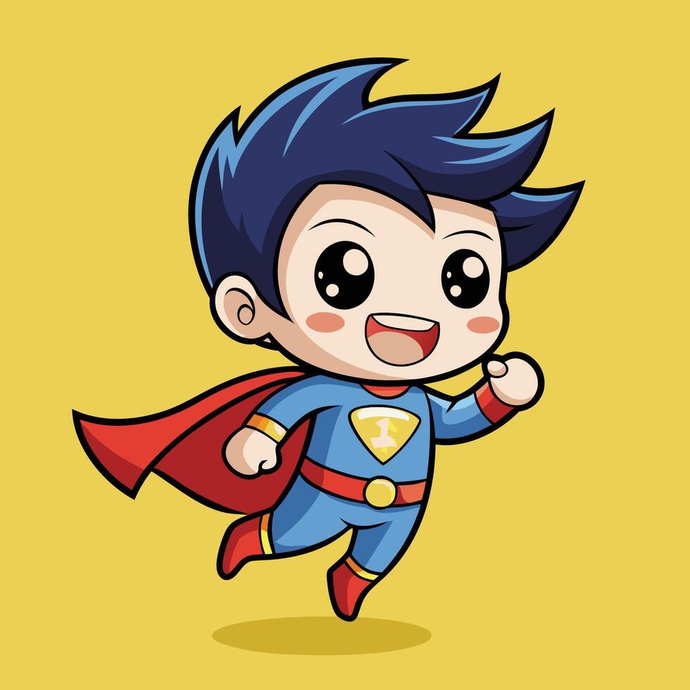 superhero boy running illustration vector