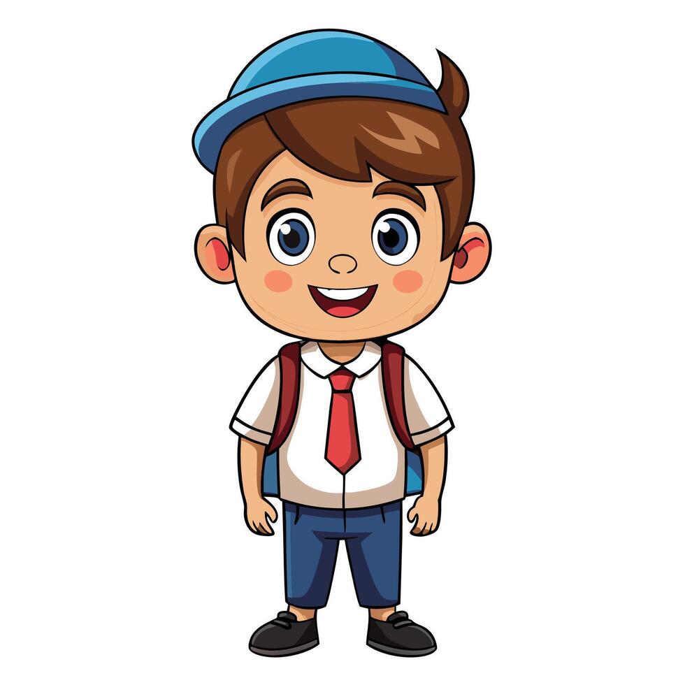 cartoon boy with and tie standing vector