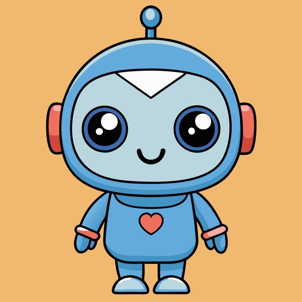 cartoon robot with heart eyes and big eyes vector