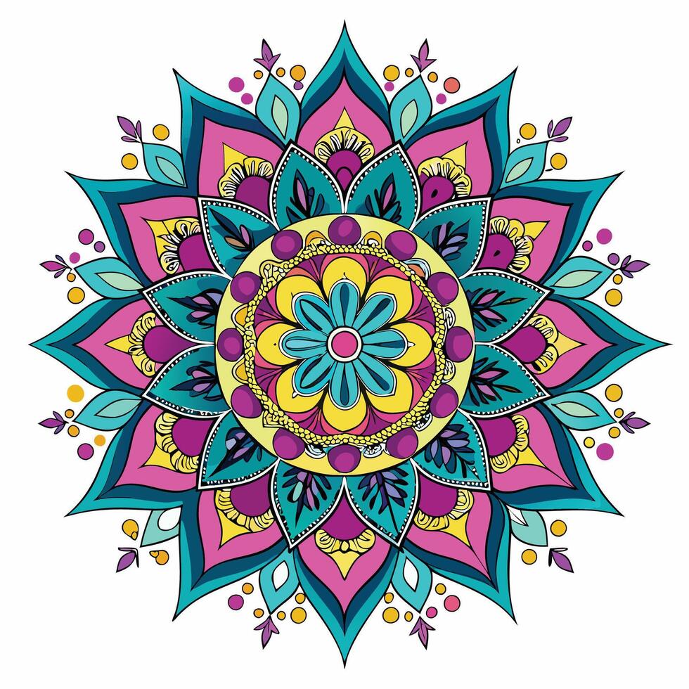 a colorful flower design with a circular design vector